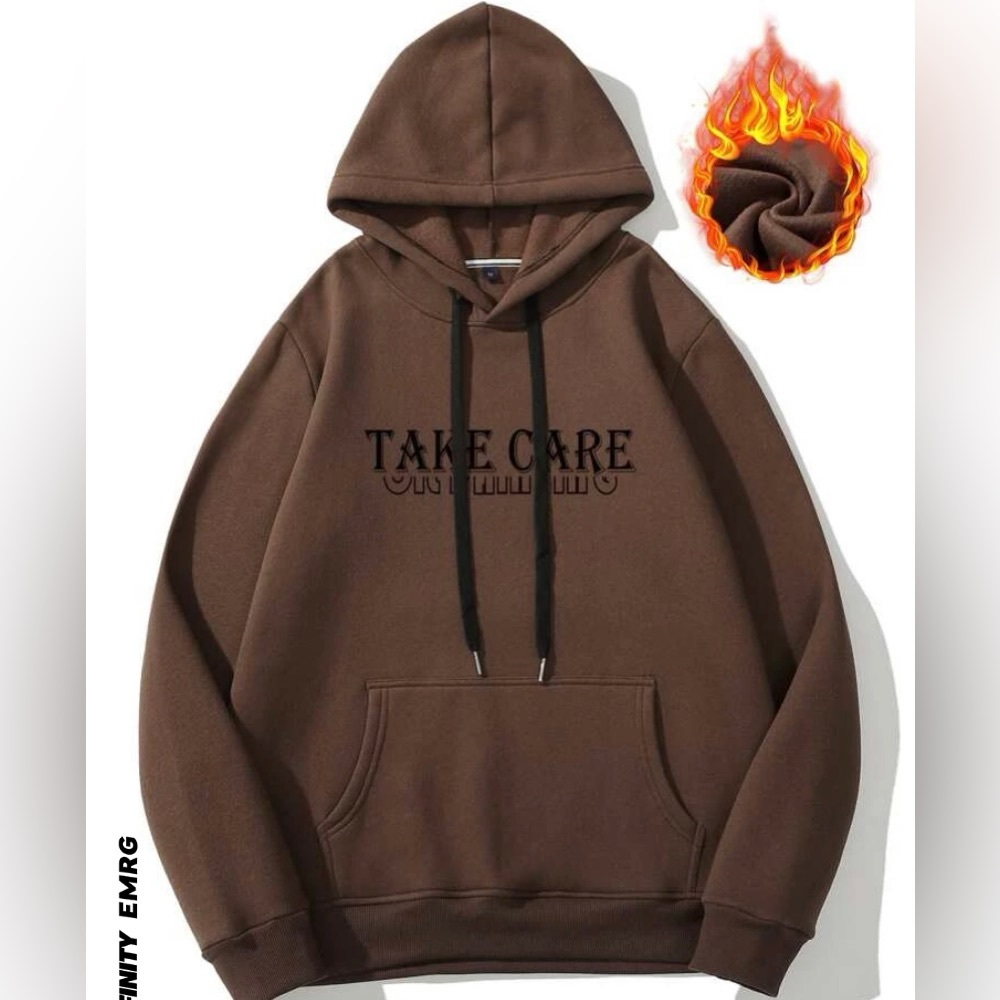 Manfinity EMRG Men Slogan & Picture Print Thermal Hoodie